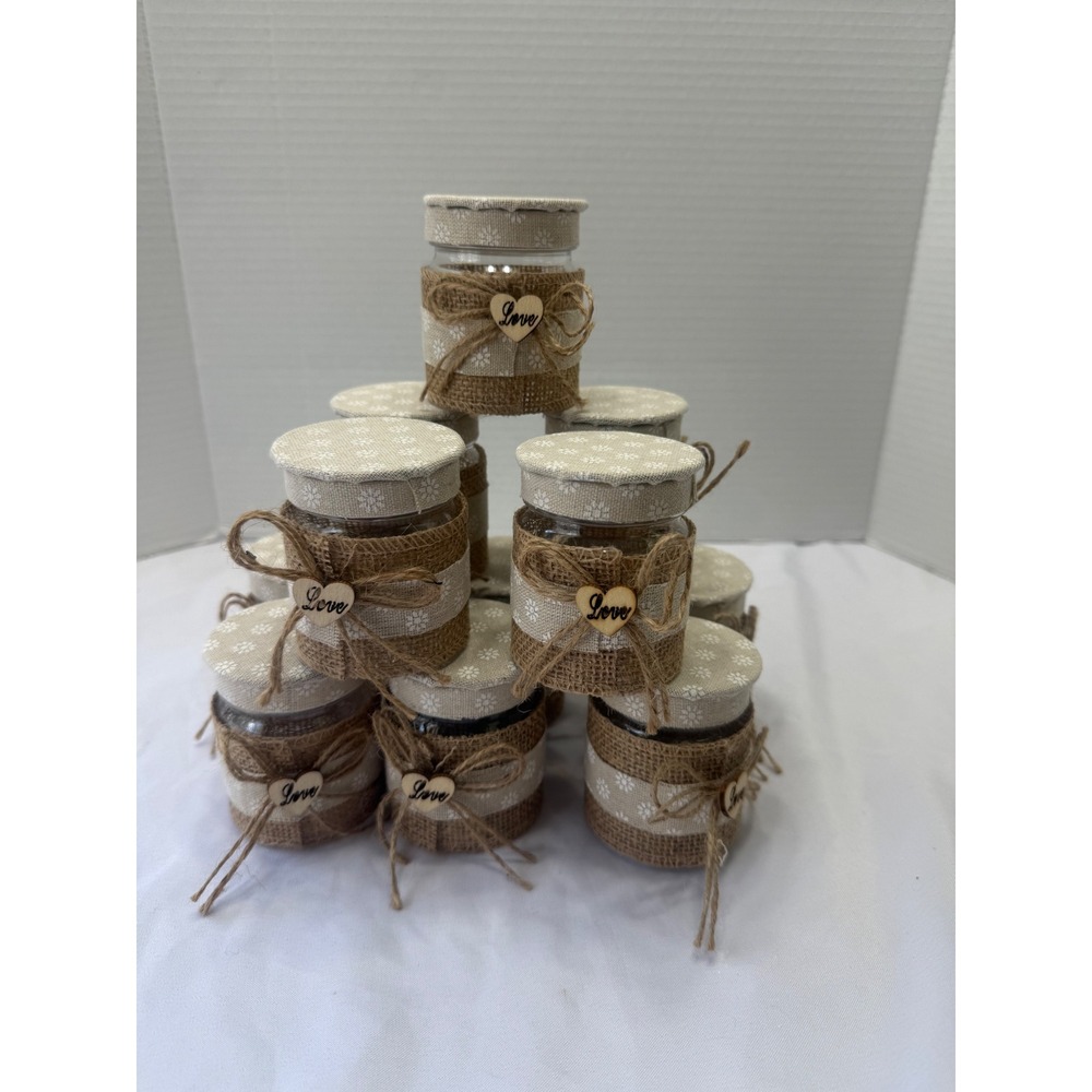 10 Mini plastic Jars Wedding Favors Party Bridal Shower Sweetheart Gifts